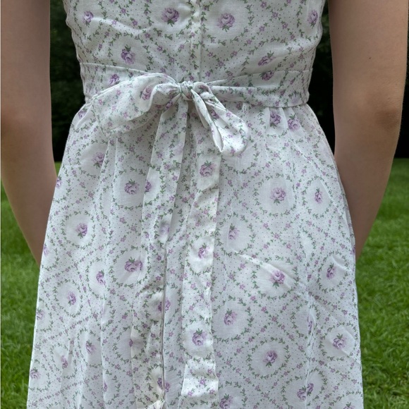 Vintage Zum Zum Floral Maxi Dress Sundress with Lace Union Made in USA Size 2 4 - Picture 4 of 16